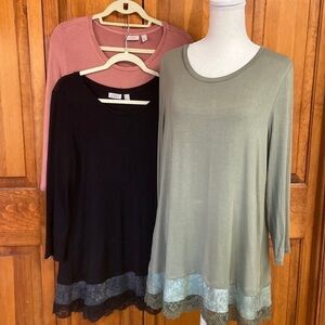 Logo Longsleeve Top Layering Tunic Rust, Light Olive, or Black: Sold Separate M